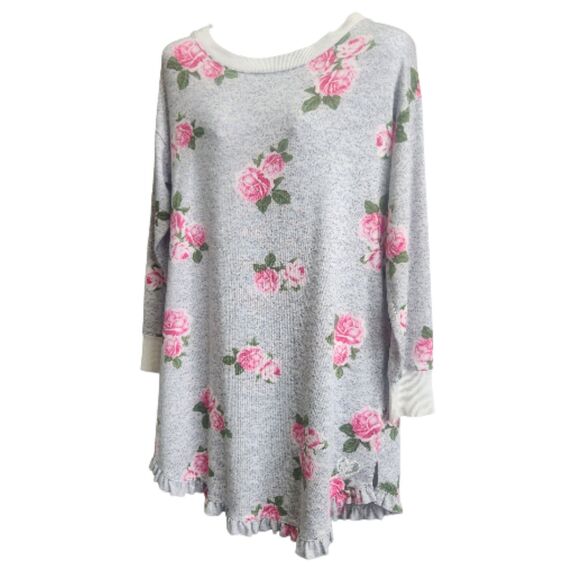 Betsey Johnson Y2K-Flirty Rose AOP-Knit Tunic/Dress-Rfl-M-Coquette-Cottagecore - Picture 4 of 10